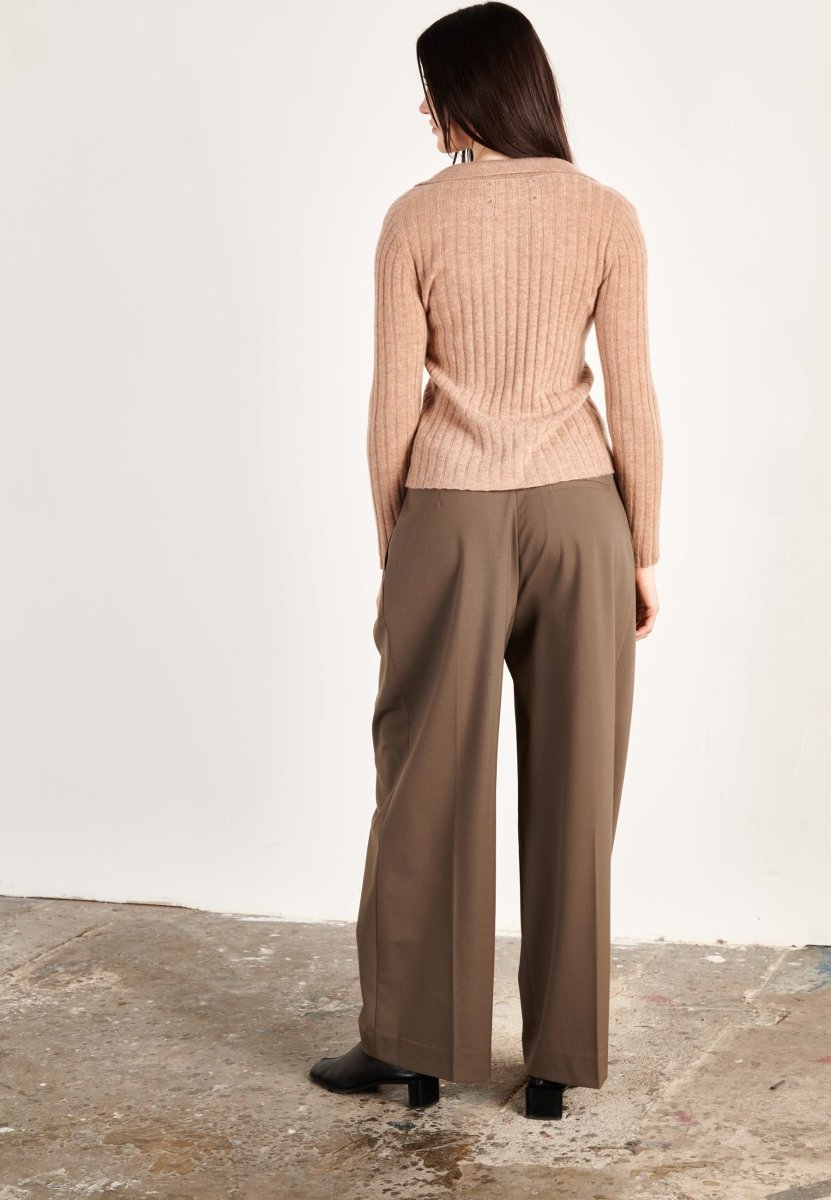 Polo manches longues femme en cachemire camel - HANA 11