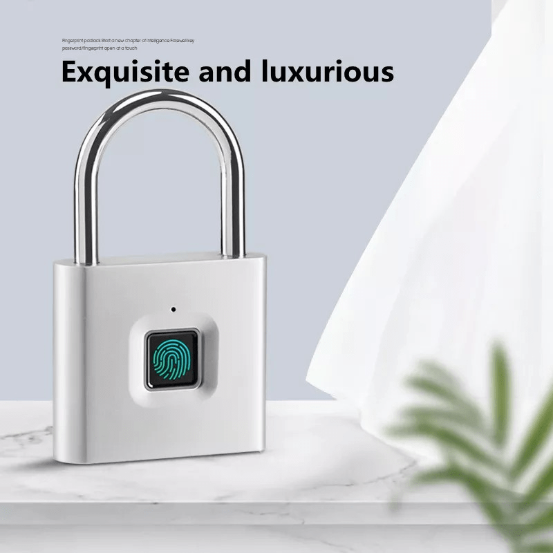 Cadenas Intelligent Compact à Empreinte Digitale - Étanche, Sécurité Sans Clé, Rechargeable par USB, Alliage de Zinc Léger - Idéal pour Bagages, Valises et Sacs à Dos