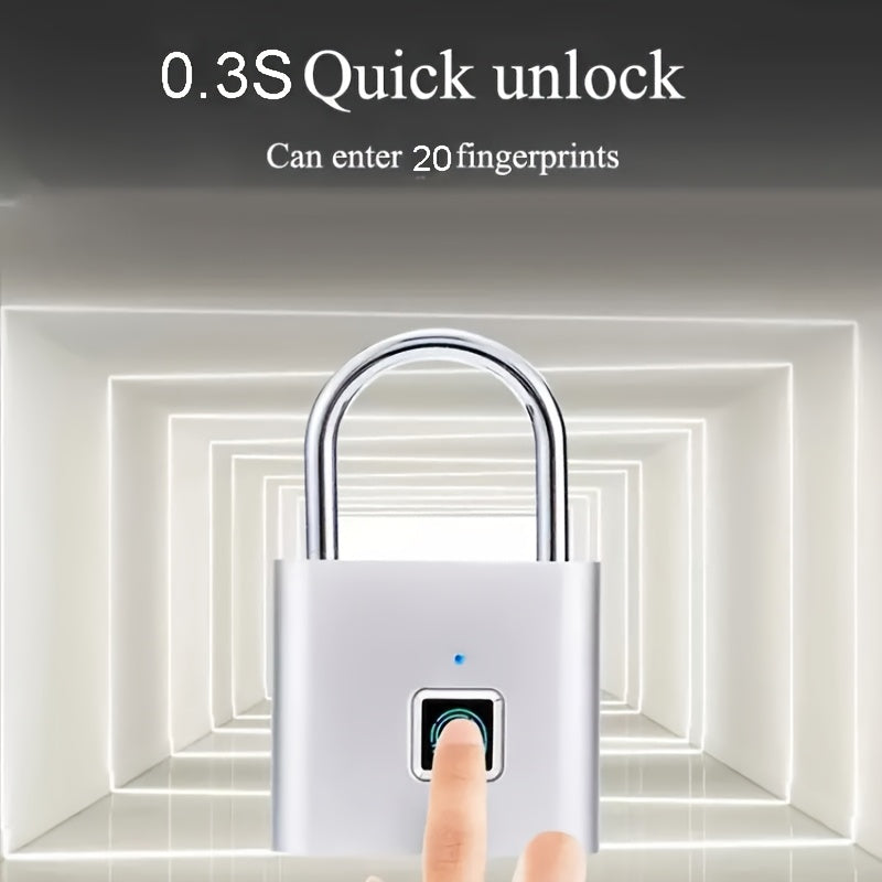 Cadenas Intelligent Compact à Empreinte Digitale - Étanche, Sécurité Sans Clé, Rechargeable par USB, Alliage de Zinc Léger - Idéal pour Bagages, Valises et Sacs à Dos