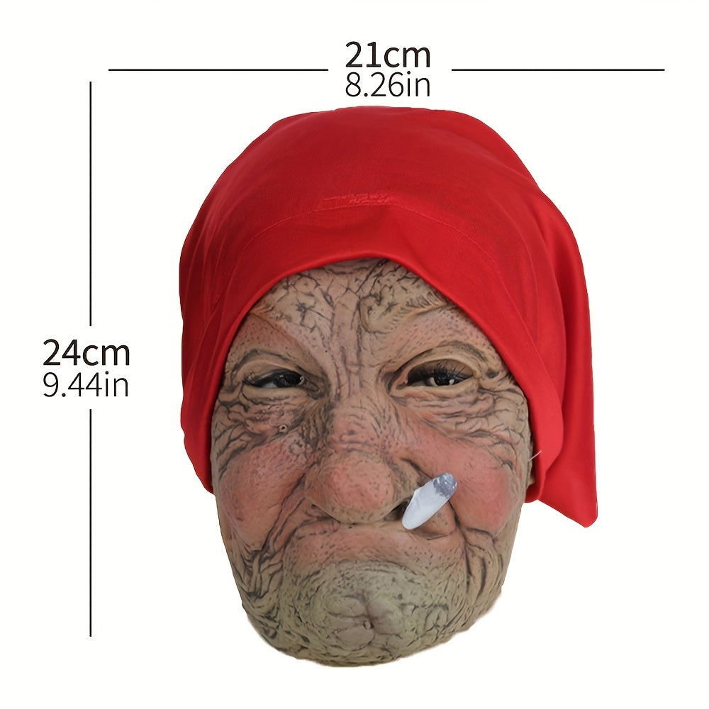 [Red Hood Halloween Mask] Halloween Mask, Little Red Hood Smoking Grandma Old Woman, Party Props, Ideal Gift for Men & Women