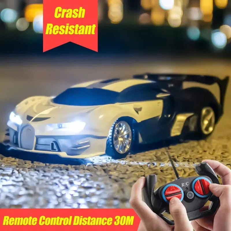 Voiture RC 2.4G 4CH Télécommandée 1:18 avec Lumières LED Voitures de Sport Haute Vitesse Véhicule de Drift Radiocommandé Jouet pour Garçons et Filles