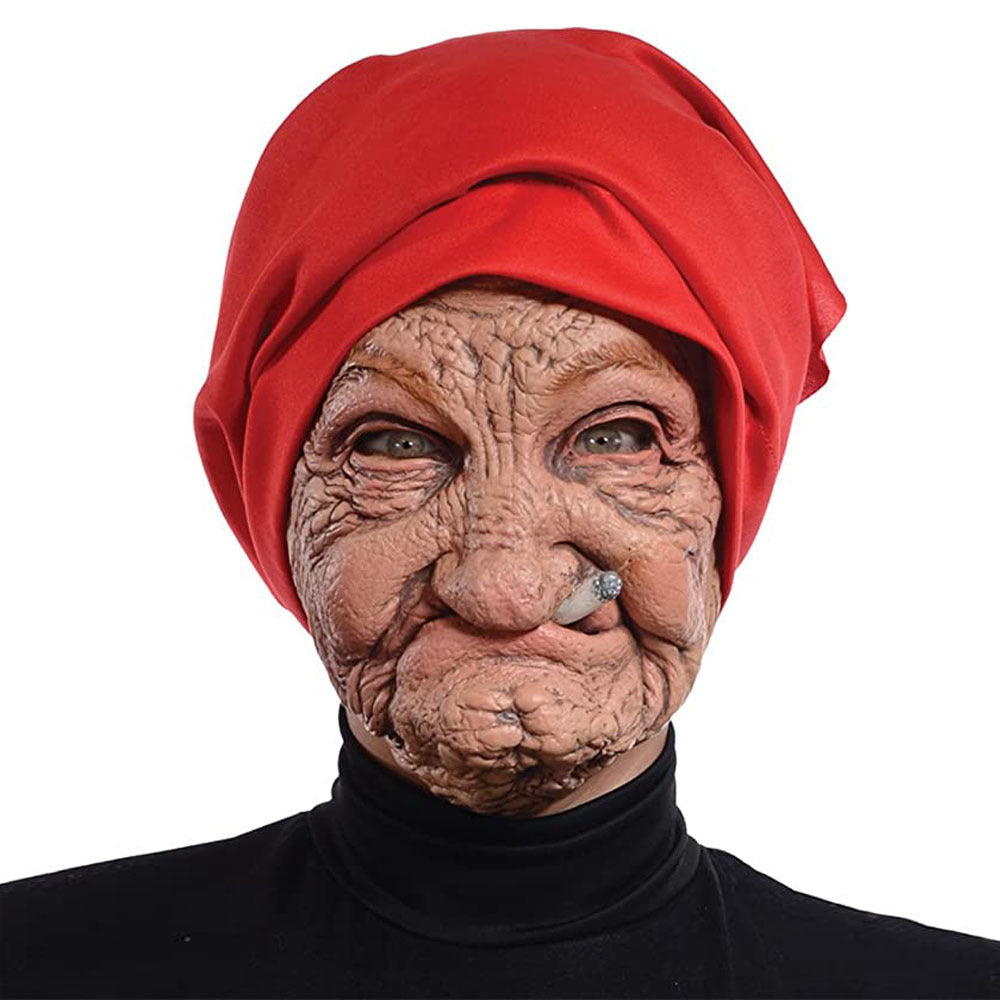 [Red Hood Halloween Mask] Halloween Mask, Little Red Hood Smoking Grandma Old Woman, Party Props, Ideal Gift for Men & Women