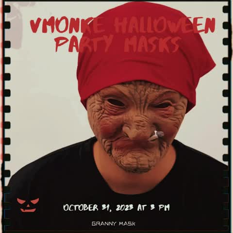 [Red Hood Halloween Mask] Halloween Mask, Little Red Hood Smoking Grandma Old Woman, Party Props, Ideal Gift for Men & Women