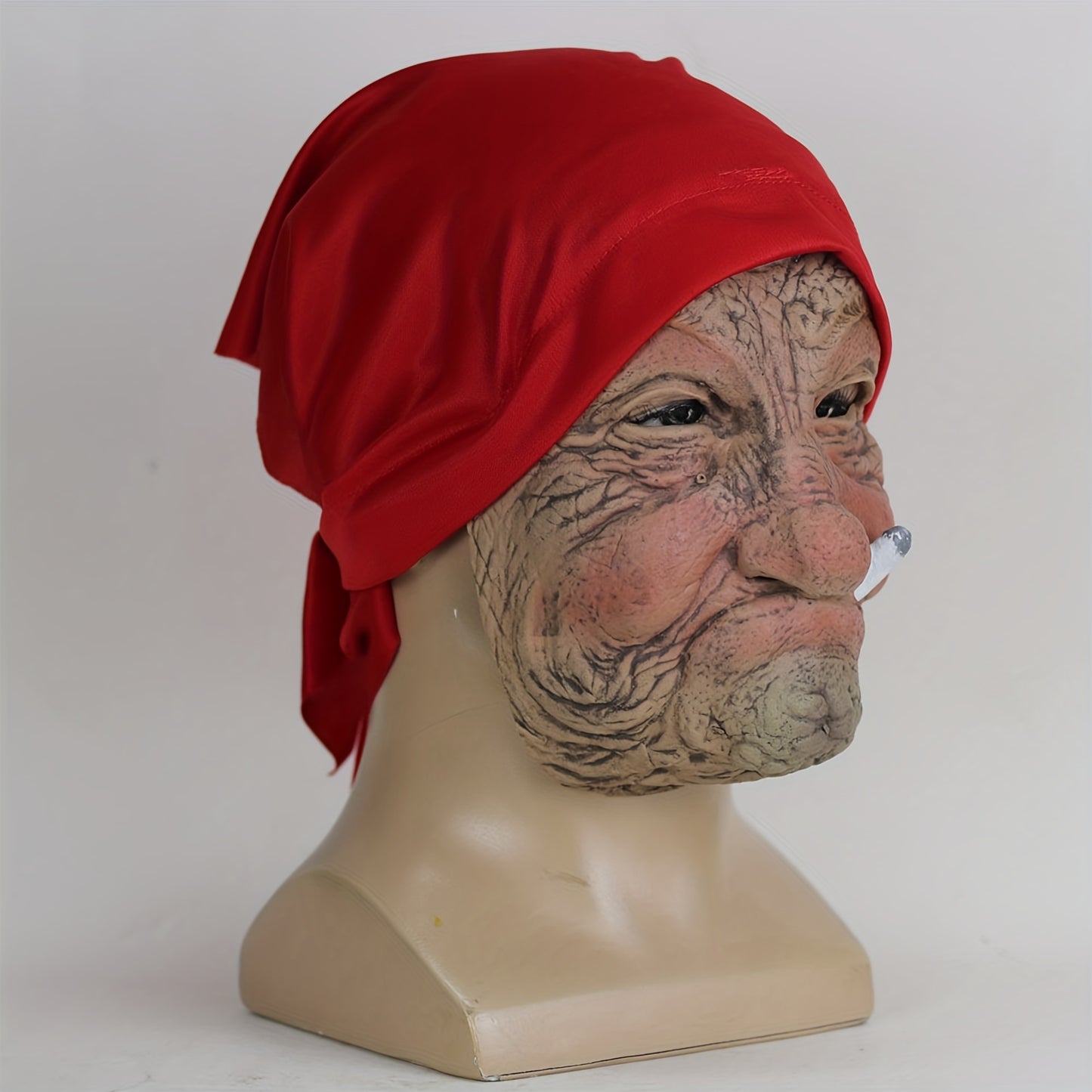 [Red Hood Halloween Mask] Halloween Mask, Little Red Hood Smoking Grandma Old Woman, Party Props, Ideal Gift for Men & Women