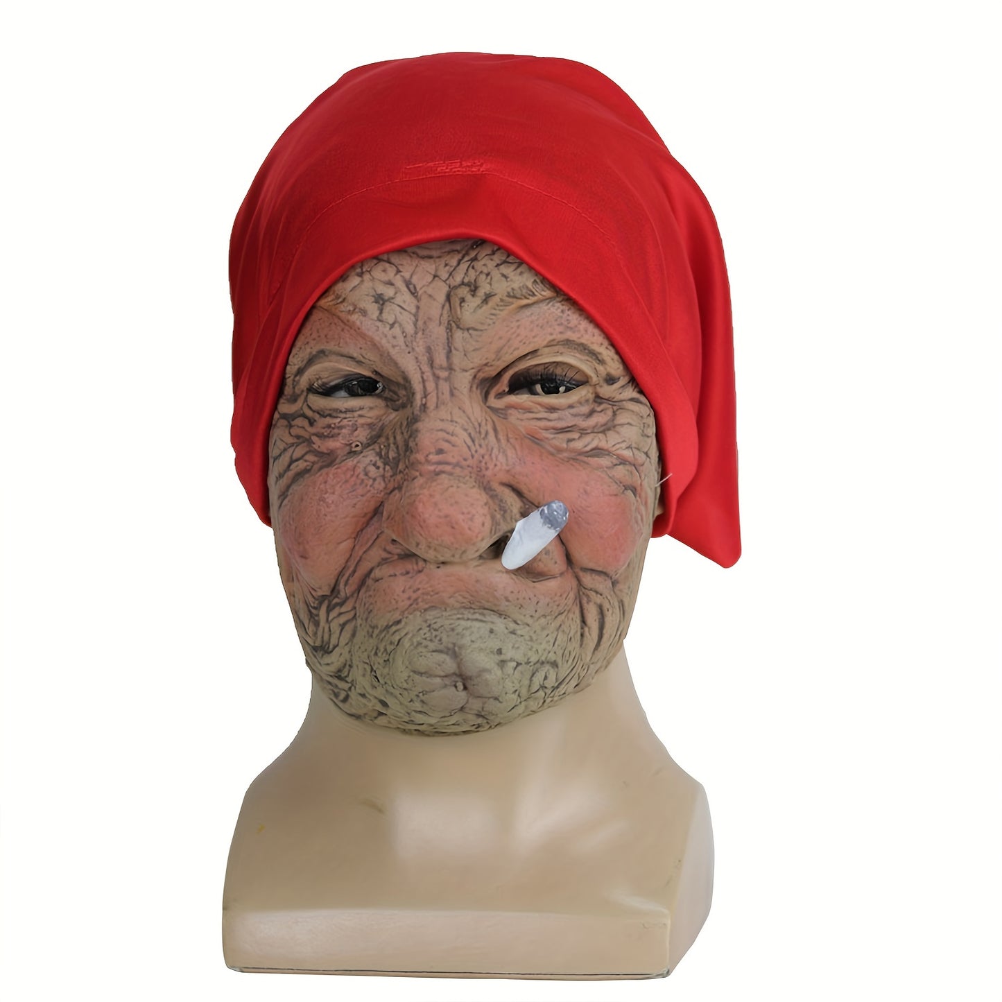 [Red Hood Halloween Mask] Halloween Mask, Little Red Hood Smoking Grandma Old Woman, Party Props, Ideal Gift for Men & Women