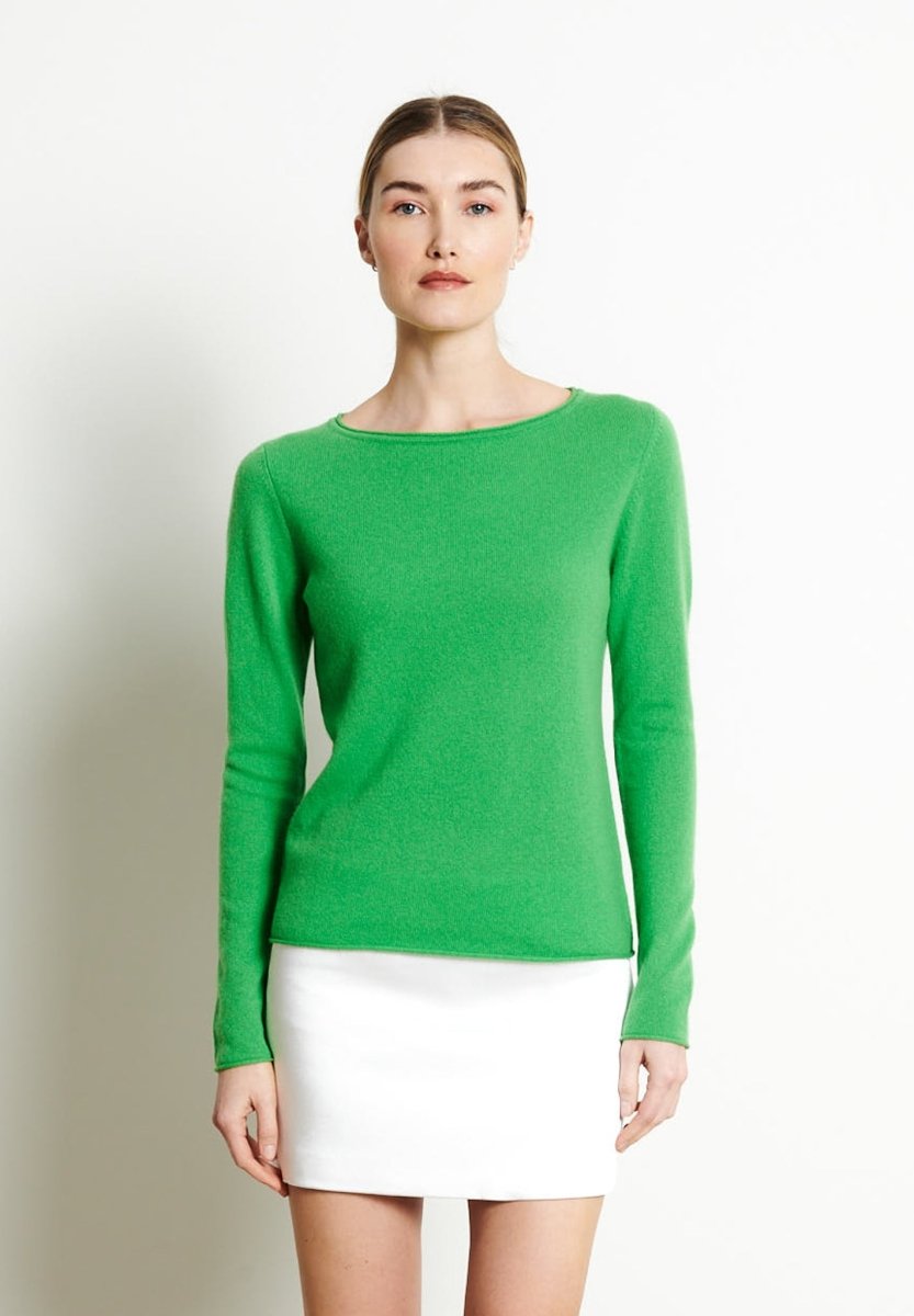 Pull col bateau femme en cachemire vert pomme - LILLY 5B