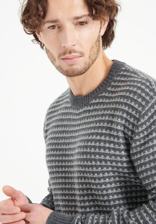 Pull col rond homme en cachemire 4 fils gris anthracite - ZACH 3