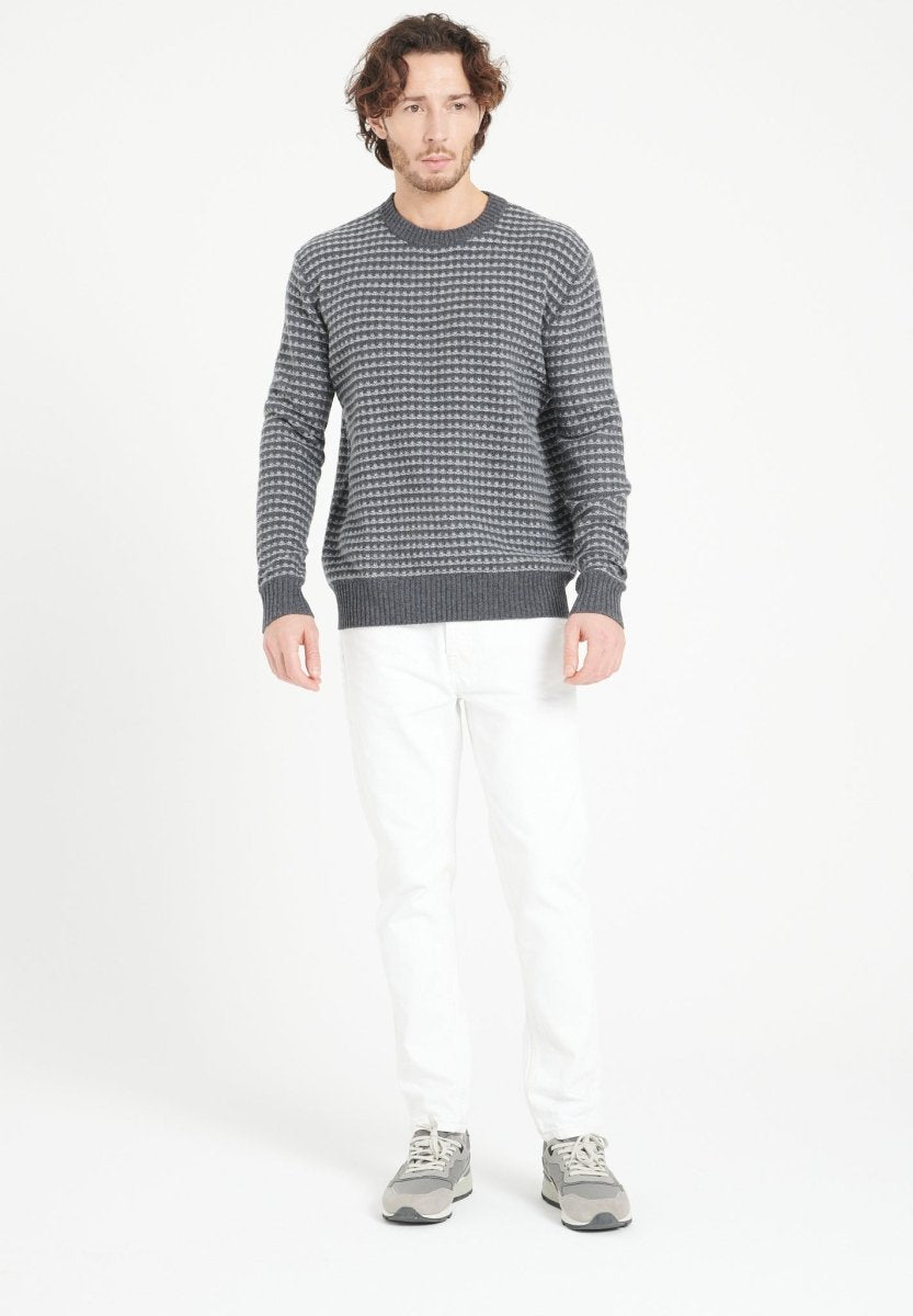 Pull col rond homme en cachemire 4 fils gris anthracite - ZACH 3